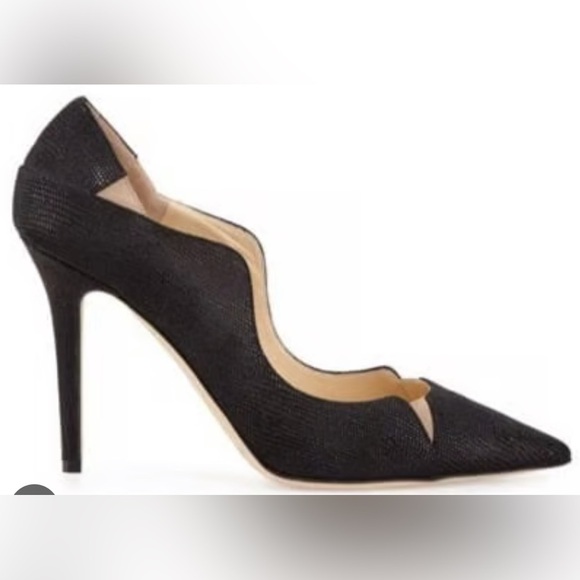 Jimmy Choo Tamika Black/Nude Textured Suede Heels. With box & dust bag. Size 6.5 - Picture 1 of 7